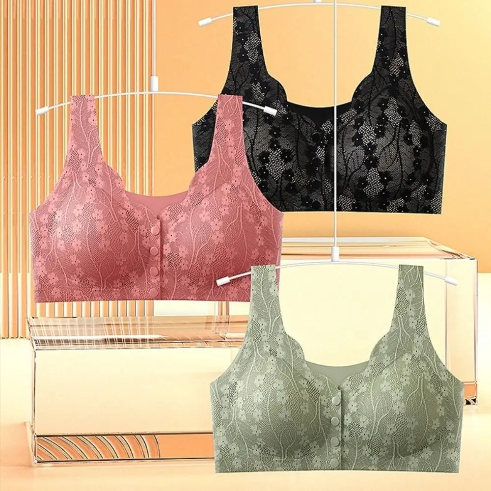 

Mother Bra Without Steel Ring Sexy Lace Underwear Thin Comfortable Tank Top Bra Wireless Full Cup Bras for Older Women Elderly