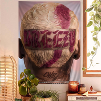 Chris Brown Rapper Breezy Printed Large Wall Tapestry Hanging Tarot Hippie Wall Rugs Dorm Cheap Hippie Wall Hanging