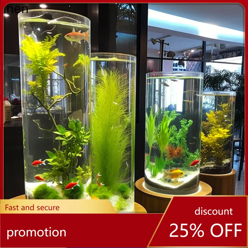 YFY creative acrylic cylindrical goldfish tank - small round fish bowl for living room or office - turtle tank