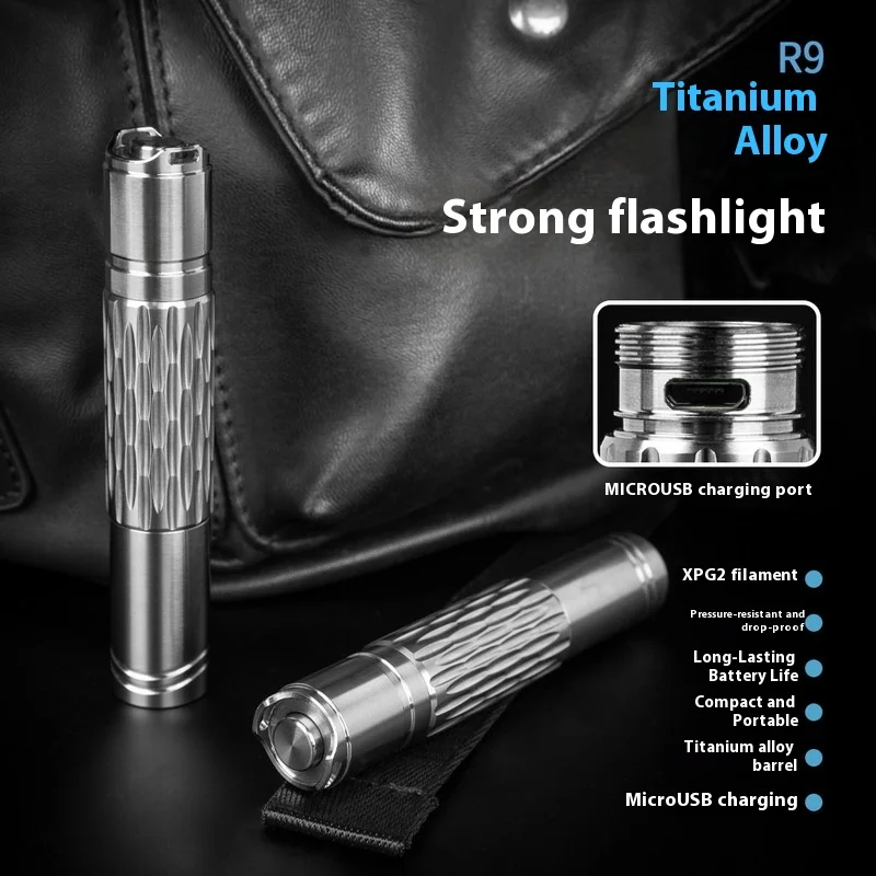 

Titanium Alloy USB Rechargeable Long-Range 200 Meters Flashlight Outdoor Daily Use Mini LED Torch Light For Camping Hiking