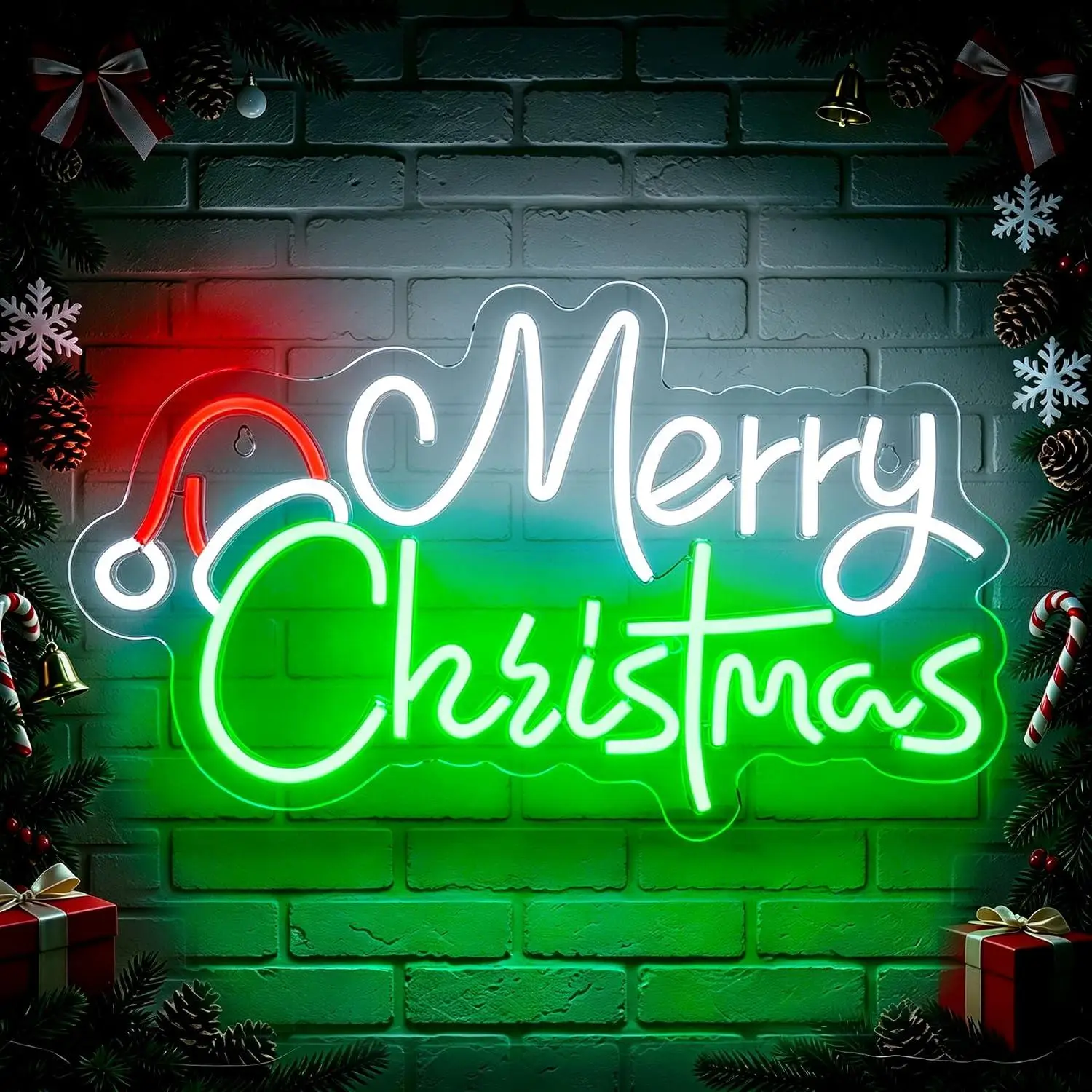 Merry Christmas Neon Sign LED Lights For Bar Café Retail Store Window Wall Backdrop Decoration Holiday Business Decor Gifts