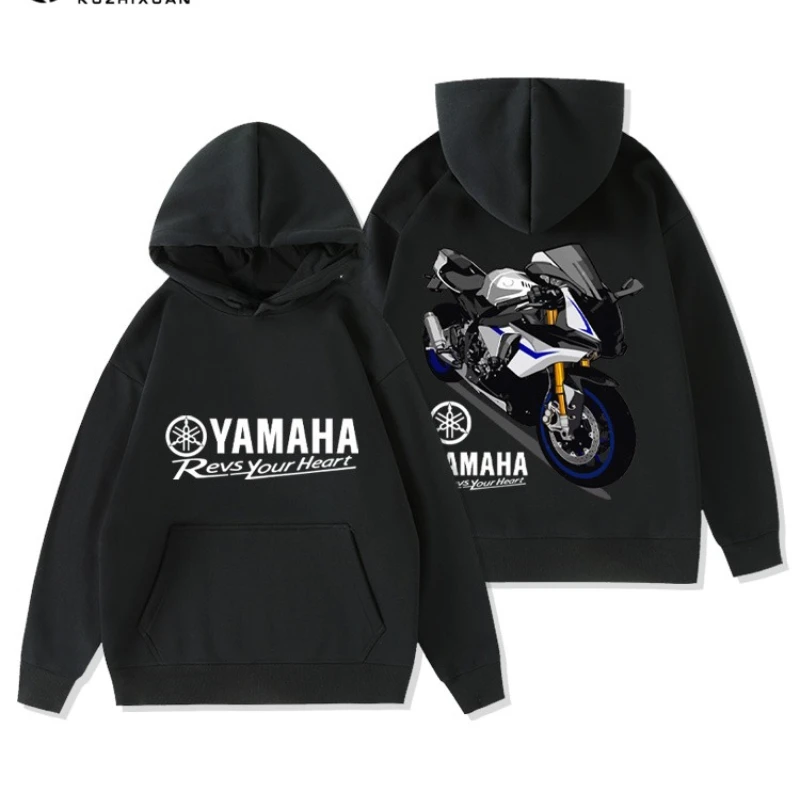 Yamaha 정품 가을 기사 착용 오토바이 수정 맞춤형 인쇄 따뜻한 느슨한 후드 긴팔 셔츠 남성 및 여성상의