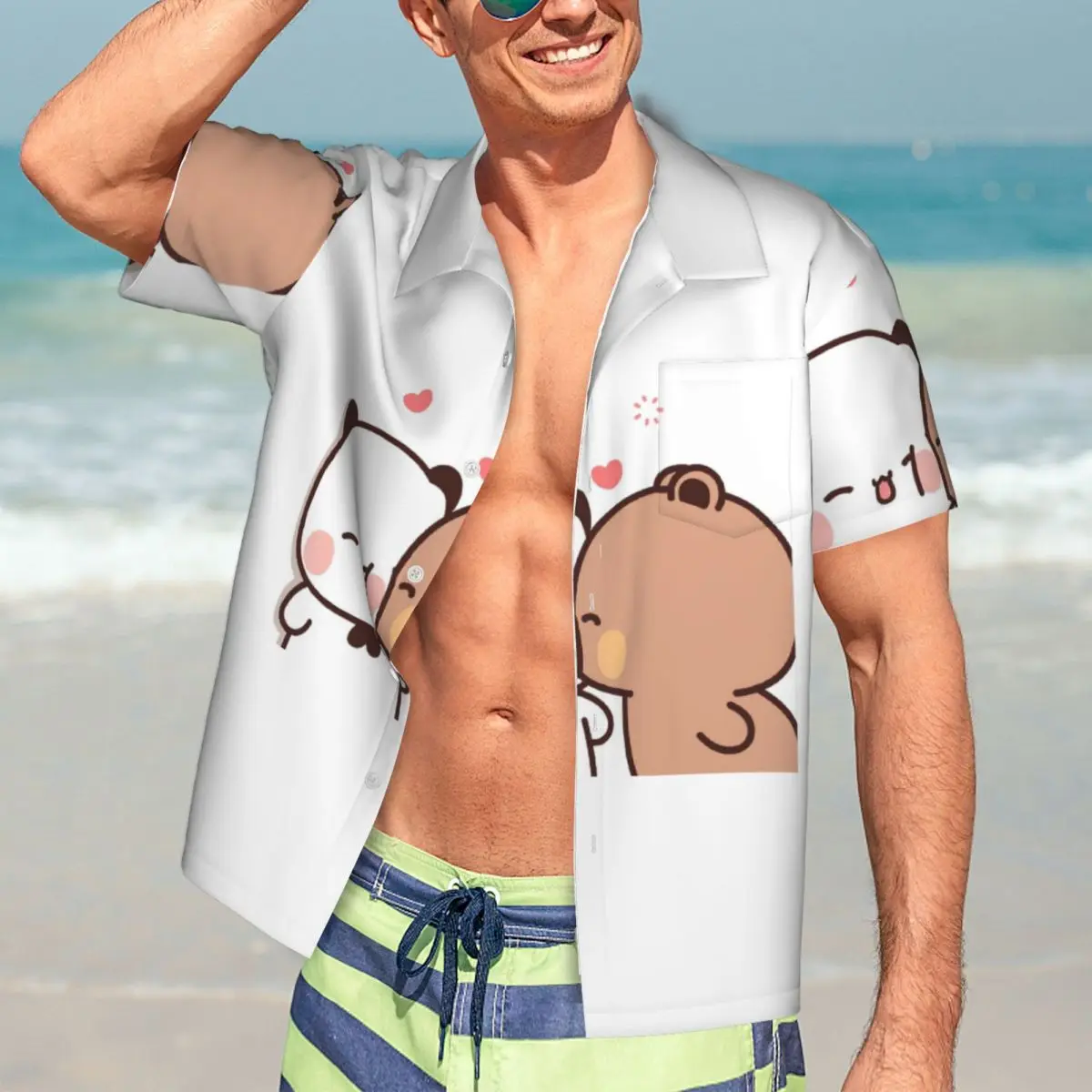 

Гавайские рубашки Bubu Dudu, модная мужская рубашка с коротким рукавом для лета, пляжные мужские топы с лацканами