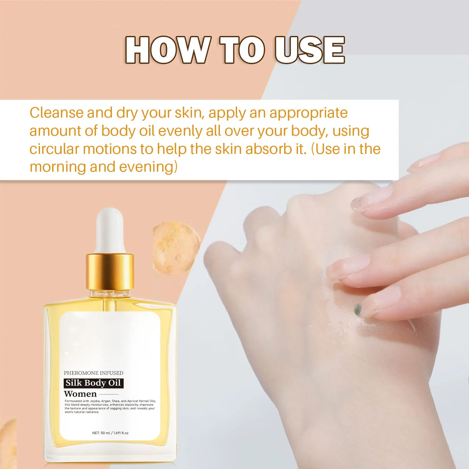 Picture 6: Silk Body Oil For Women 50ML Firming Anti Aging Moisturizing Formula, Crepey Skin Hydrating After Shower, Scented Blend Skincare