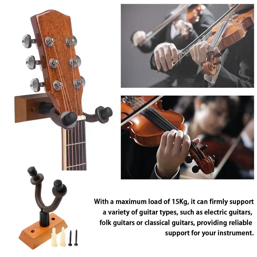 2pcs Wood Guitar Hanger Hook Wall Hanging Guitar Display Stand For Electric Acoustic Classical Guitar Ukulele Bass N9p1