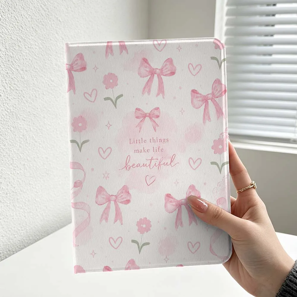 Minimalist Pink Bow Pattern For iPad Pro Air mini 7 6 5 4 3 2 1 9gen M5 M4 11th 10th A17 Pro A16 Soft Inch Tablet Case Cover