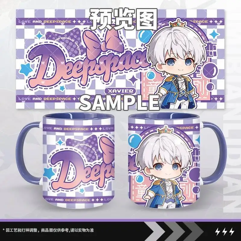 

2026 Game With Lid Spoon Cosplay Love And Deepspace Xavier Zayne Rafayel Cartoon Cute Q Version Mug Coffee Water Cup Gift