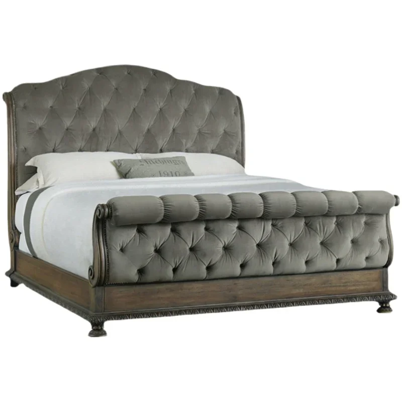 

American light luxury 1.8-meter master bedroom bed, European hand-carved wedding bed, high-end French