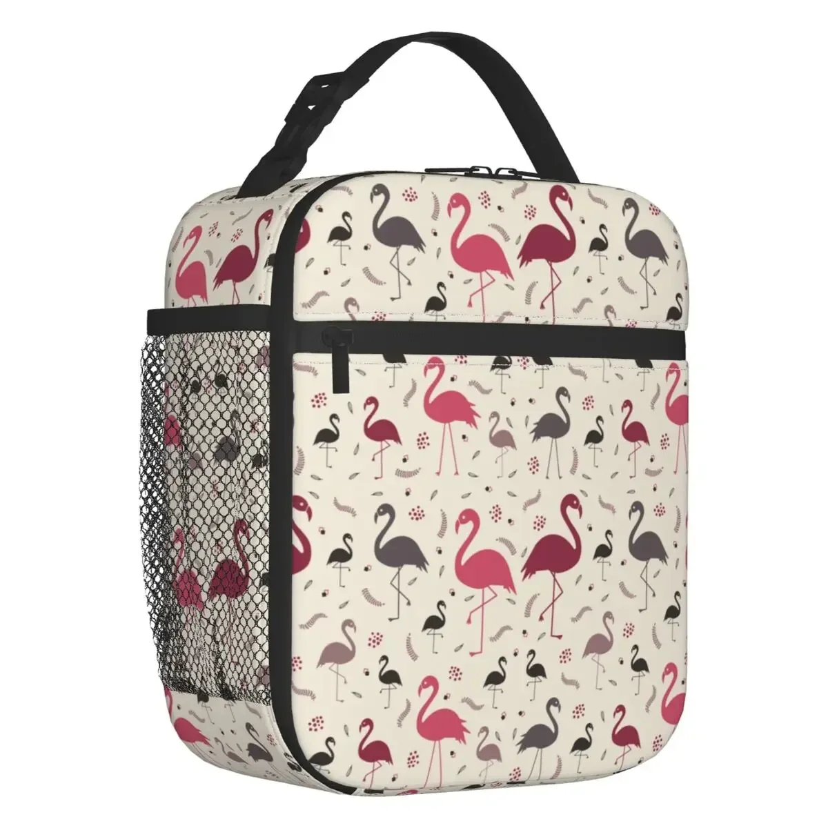 Flamingo Bird Pattern In Pastel Thermal Insulated Lunch Bags Women Resuable Lunch Tote for Work School Travel Storage Food Box