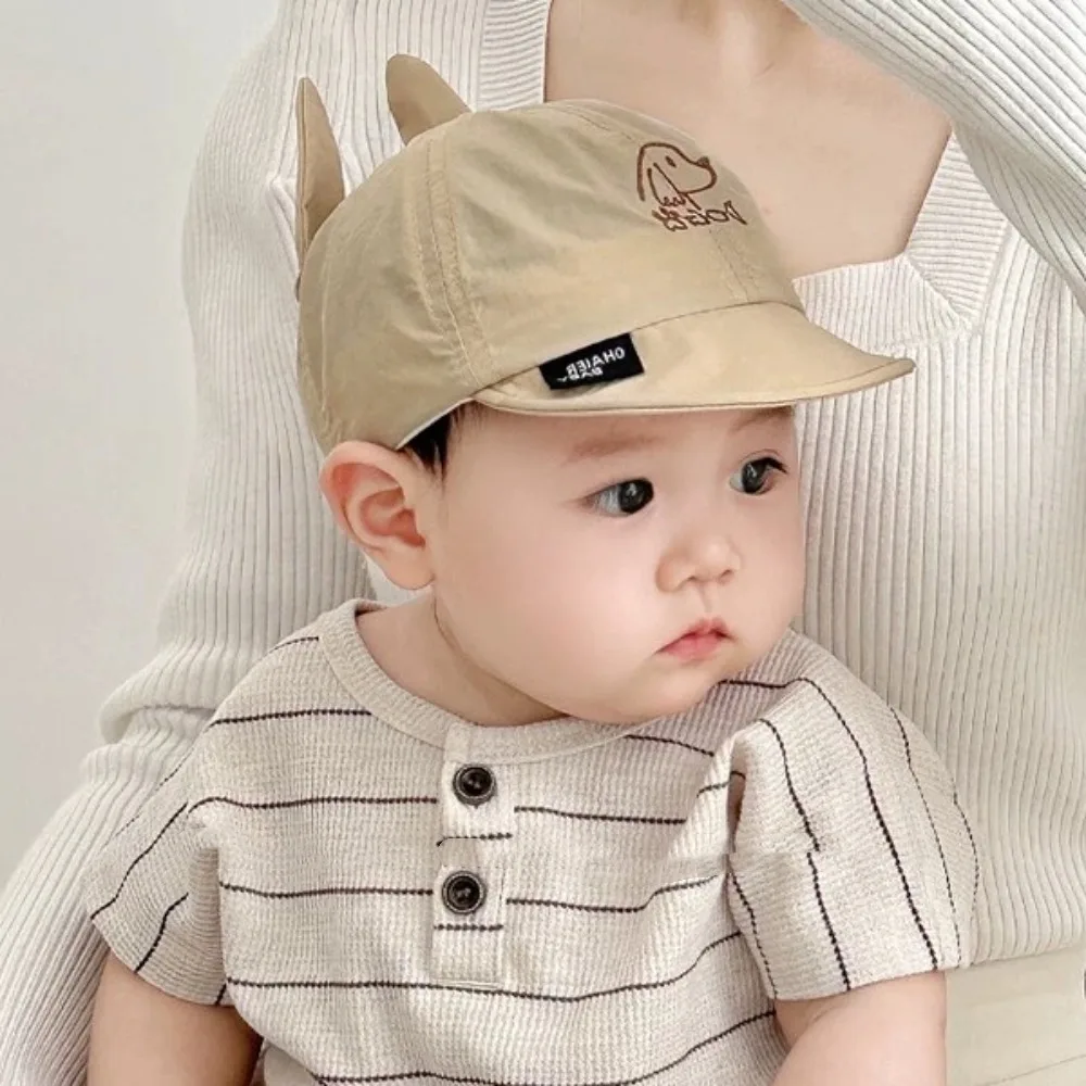 

Breathable Dog Ear Peaked Cap Korean Style Embroidered Kids Sun Protection Hat Quick Dry Cartoon Animals Cute Puppy Sunhat