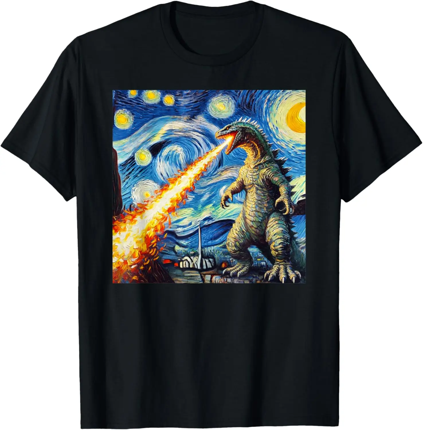 Japanese Monster Kaiju Van Gogh Starry Night T-Shirt S-6XL