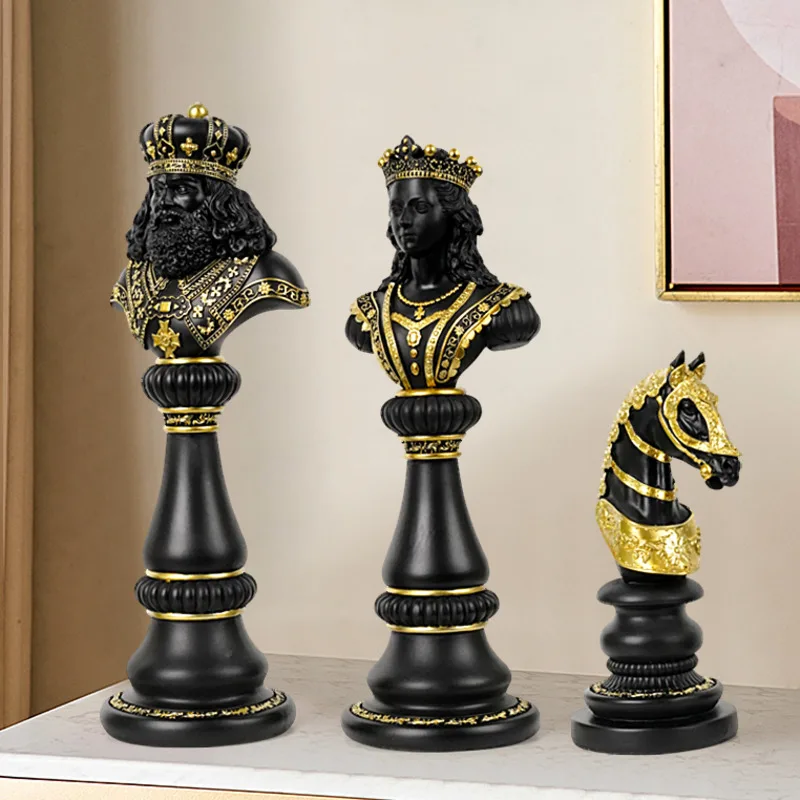 30cm International Chess Figurines King Queen Knight Chess Statue Ornaments Resin Chess Pieces Board Chessmen Modern Home Decor