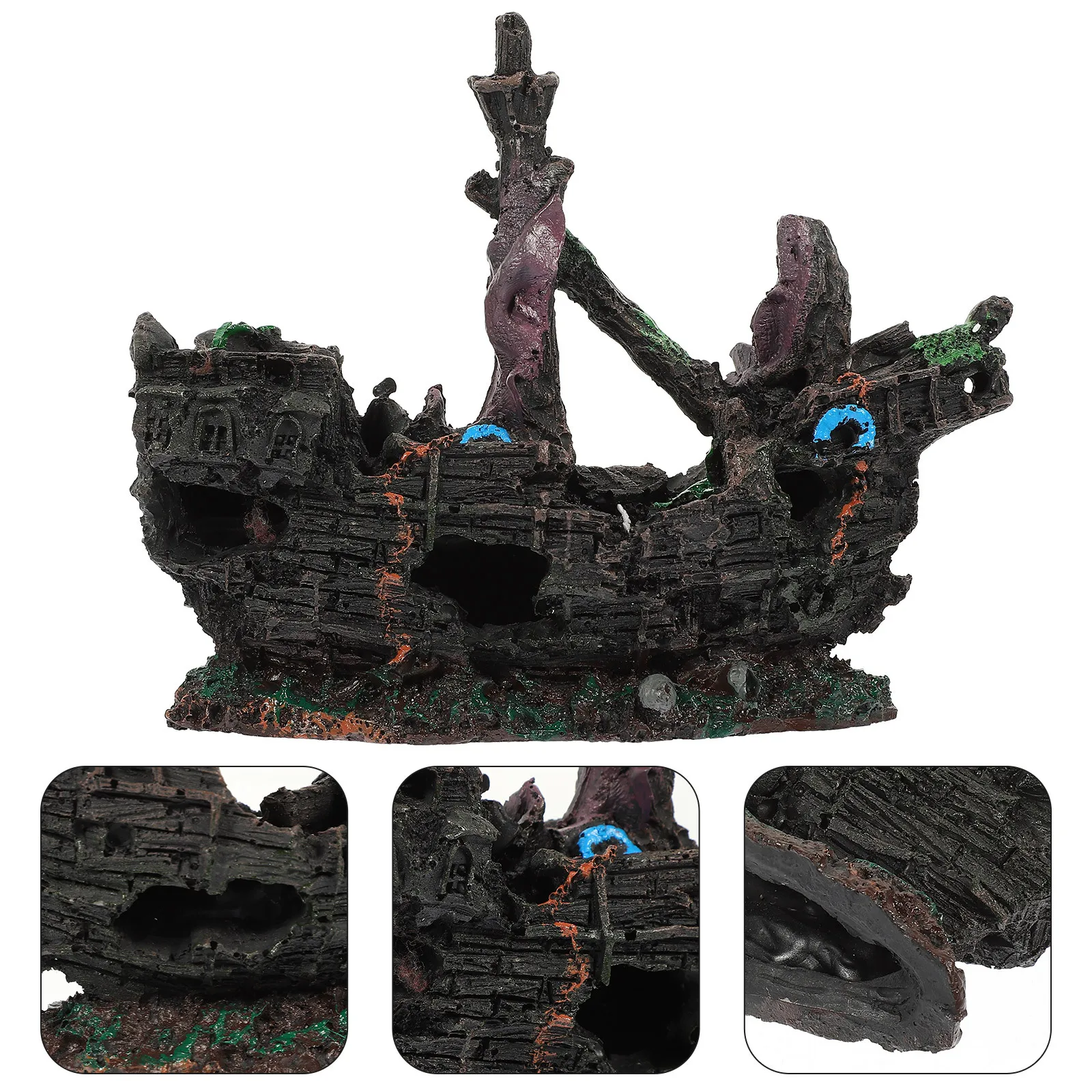

Premium Resin Pirate Ship Decor for Aquarium Fish Tank Underwater Shipwreck Ornament Large Landscape Craft