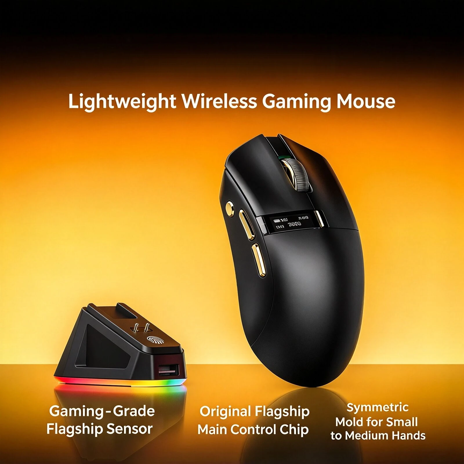 Wireless 2.4G Bluetooth Dual Mode 6 Keys 12000 DPI Mouse with Magnetic Charging Dock Lightweight 75g Computer USB for Laptop PC