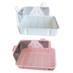 E56C Small Animal Litter Tray Rabbit Toile Plastic Rectangular Corner Litter Pan Potty Trainer for Bunny