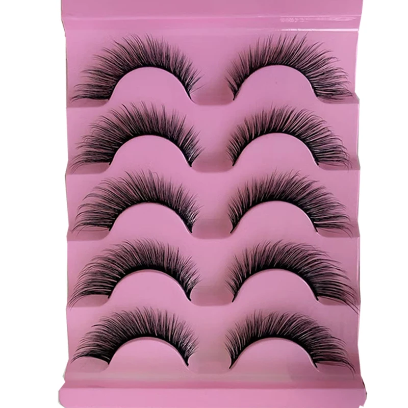 5 ペアのマンゴーアイナチュラルつけまつげ 3D ふわふわナチュラルまつげエクステンションアイメイク