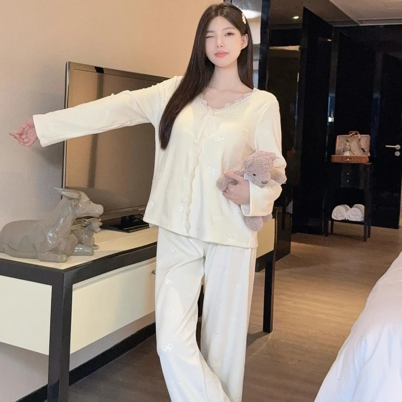 

Комплекты пижам в стиле аниме для женщин: хлопковые, в западном стиле, для дома и офиса, устойчивые к усадке, с круглым вырезом, длинными рукавами и короткими шортами