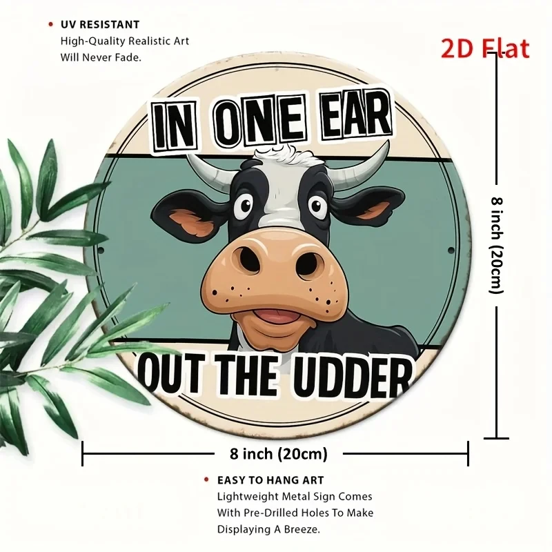 2D Flat, 1 Piece 8X 8inch Vintage Metal Wall Art Sign with a Humorous 