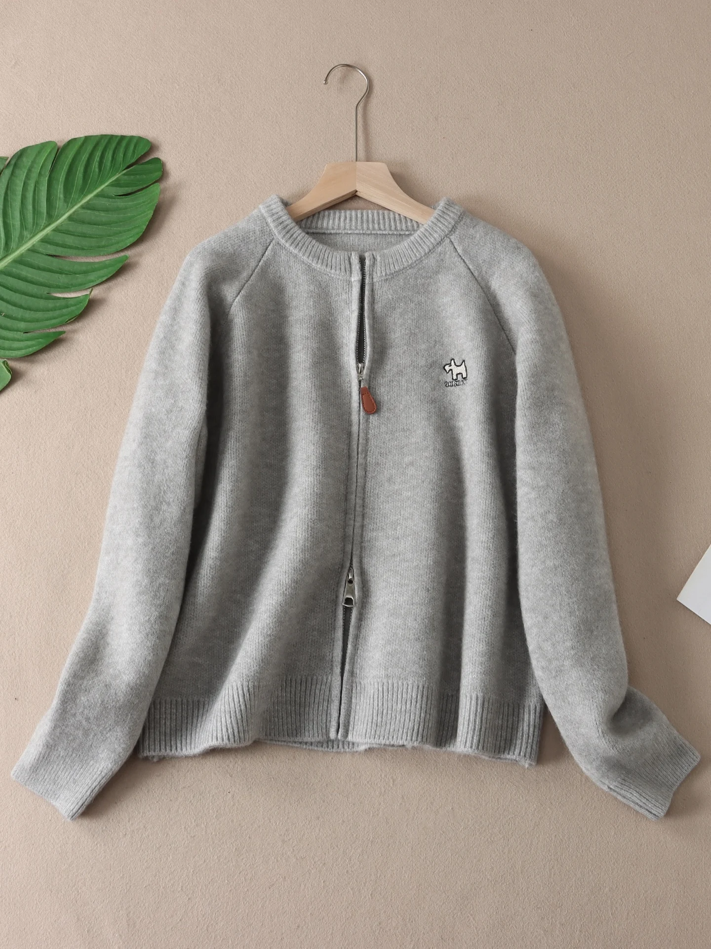 Faionable Herbst Winter Strickpullover Jaet Damen rund Ne Abnehmen Doppelreißverschluss Patchwork Bequeme Strickwaren