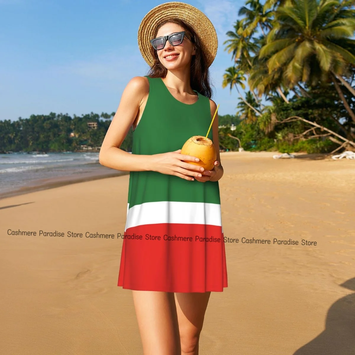 Sukienka damska z flagą Czeczenii, letnia, codzienna, sukienki typu T-shirt, narzutka plażowa, sukienka na ramiączkach.