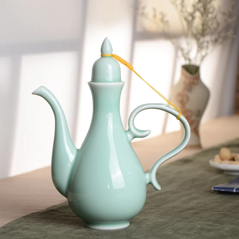 

Wine Bottle Chinese Antique Wine Jug Ceramic Bottle Sake Pot Vintage Wine Container for Home Restaurant Whiskey Decanter