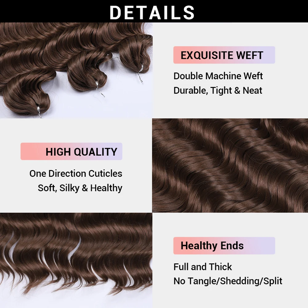 Synthetic Twist Crochet Curly Hair Ombre Brown Blonde Black Grey Water Wave 16Inch Deep Wave Braid Hair Braiding Hair Extensions