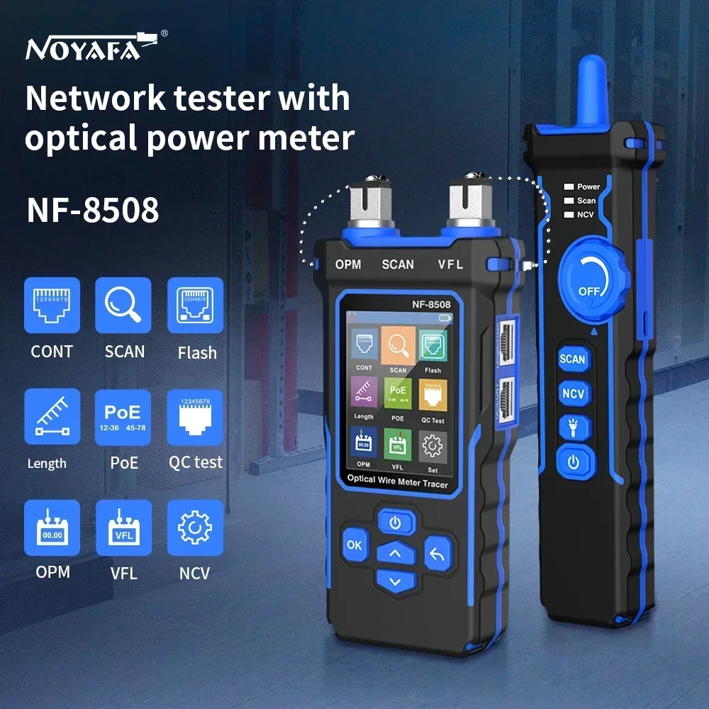 NEW HOT FANYUE NF-8508 Cable Tracker LCD Display Network Tools Measure Length Wiremap Tester PoE Checker Optical Power Meter