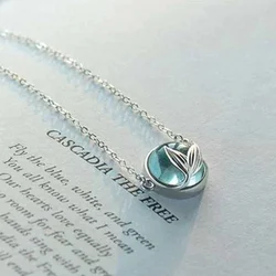 CAOSHI Chic Bule Stone Pendant Necklace Female Engagement Accessories with Mermaid Tail Design Delicate Fashion Lady Jewelry