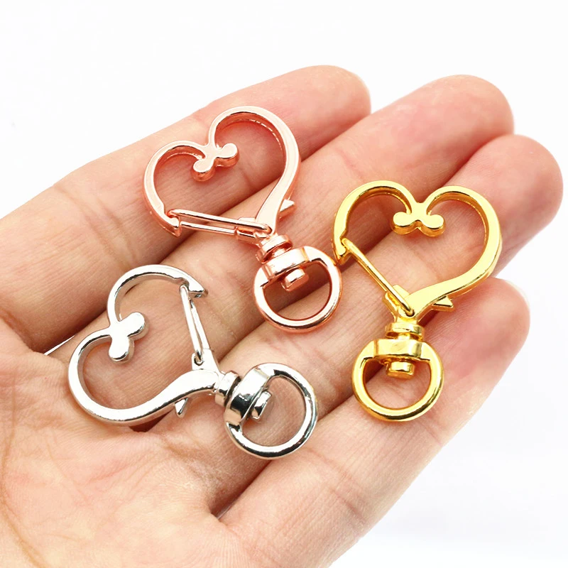 10pcs 35x24mm Heart Snap Hook Trigger Lobaster Clasp Clips Buckles For Keychain DIY Jewelry Making Accessories Findings