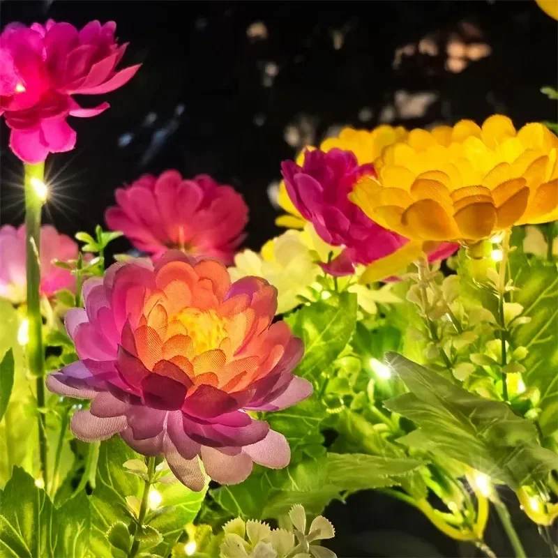 Luces solares de flores de nieve para decoración de patio al aire libre, luces LED de flores de simulación, luces solares de césped para luces de jardín