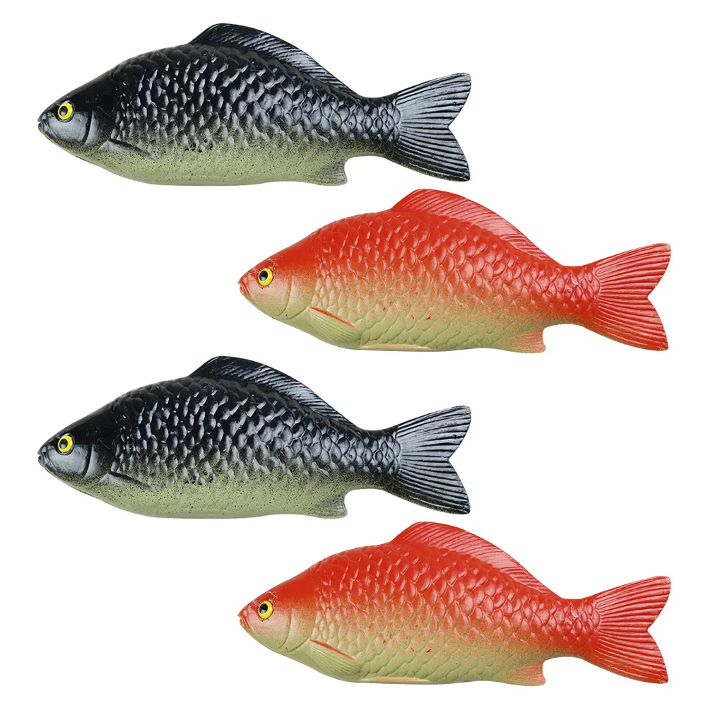 

4 Pcs Simulation Crucian Carp Model Tabletop Fish Ornament Artificial Adornment Desktop Decor Kids Bath Toys