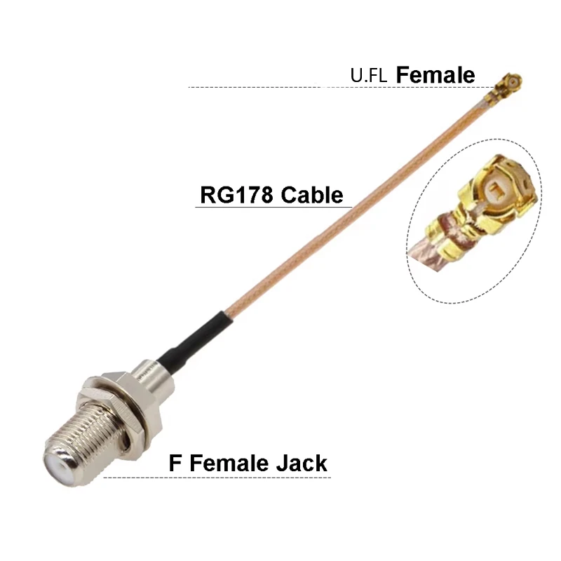 2PCS 15cm RG178 F Female Bulkhead to U.FL Jack Coaxial RF Pigtail Cable WIFI 4G Antenna Extension Cable Cord