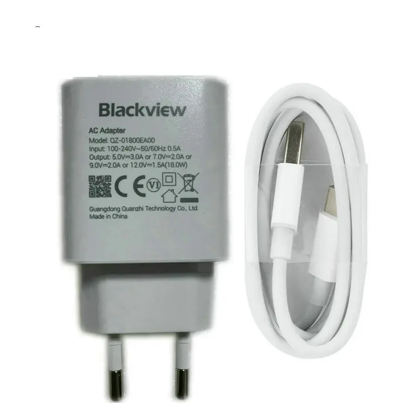 Fast Charger for Blackview BV9800 BV9900 BV6300 A80 Plus BV9700 BV6800 pro Original 18W EU Plug Power Adapter Type C USB Cable