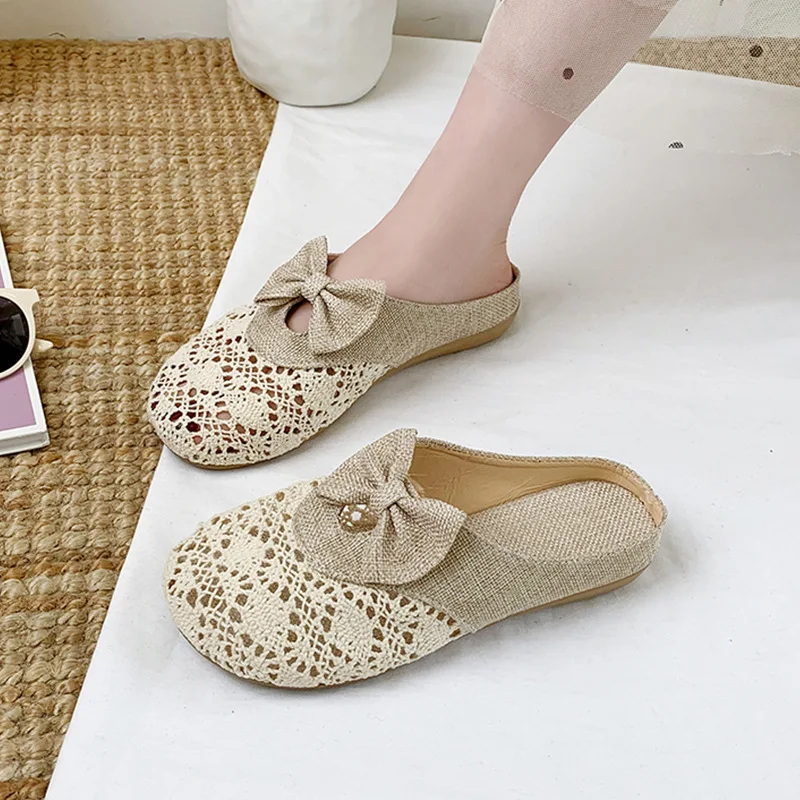 Retro Womens Shoes Exquisite Baotou Mueller Slippers for Woman Comfortable Vacation Casual Shoes Designer Shoes Zapatos De Mujer