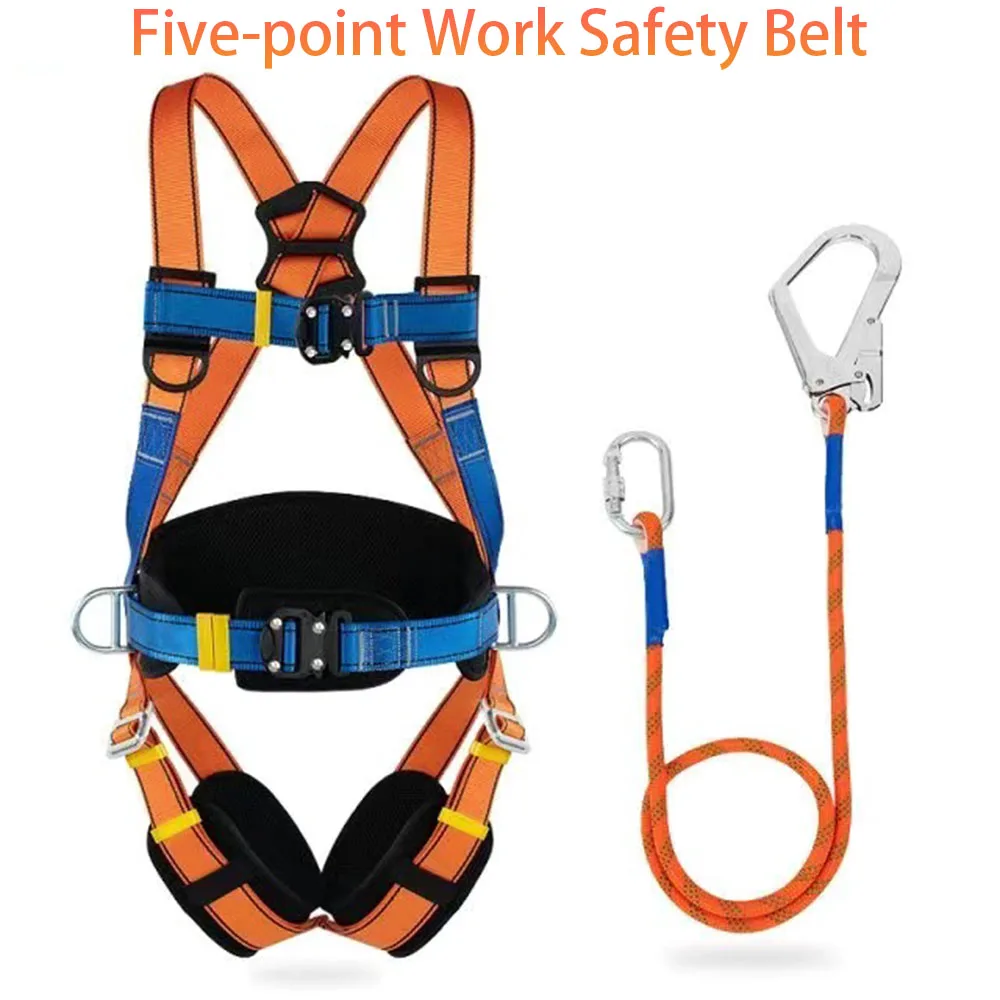 Five-point High Altitude Work Safety Belt Full Body Safety Harness Outdoor Rock Climbing Training Protect Equipment Safety Rope