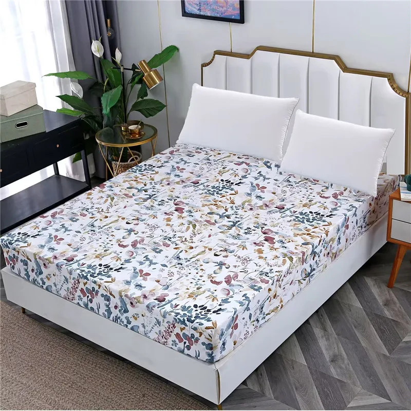 LAGMTA 1 Pc 100% Polyester Printing Fitted Sheet Mattress Cover Four Corners With Elastic Band Bed Sheet