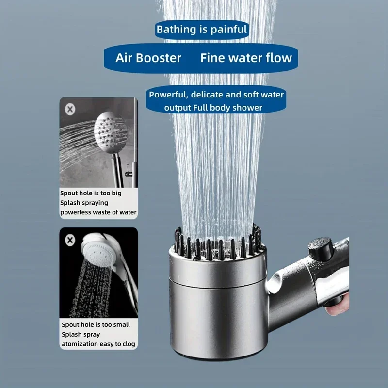 Cabezal de ducha de alta presión Con 4 modos, cabezal de ducha de masaje de agua con parada de una tecla, elemento de filtro, accesorios de baño