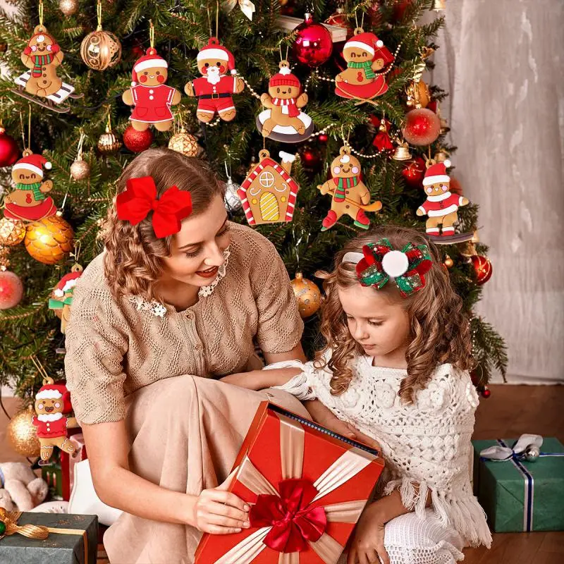 Regali di Natale Ornamenti di omino di pan di zenzero per albero di Natale in plastica assortita e per decorazioni da appendere all'albero di Natale