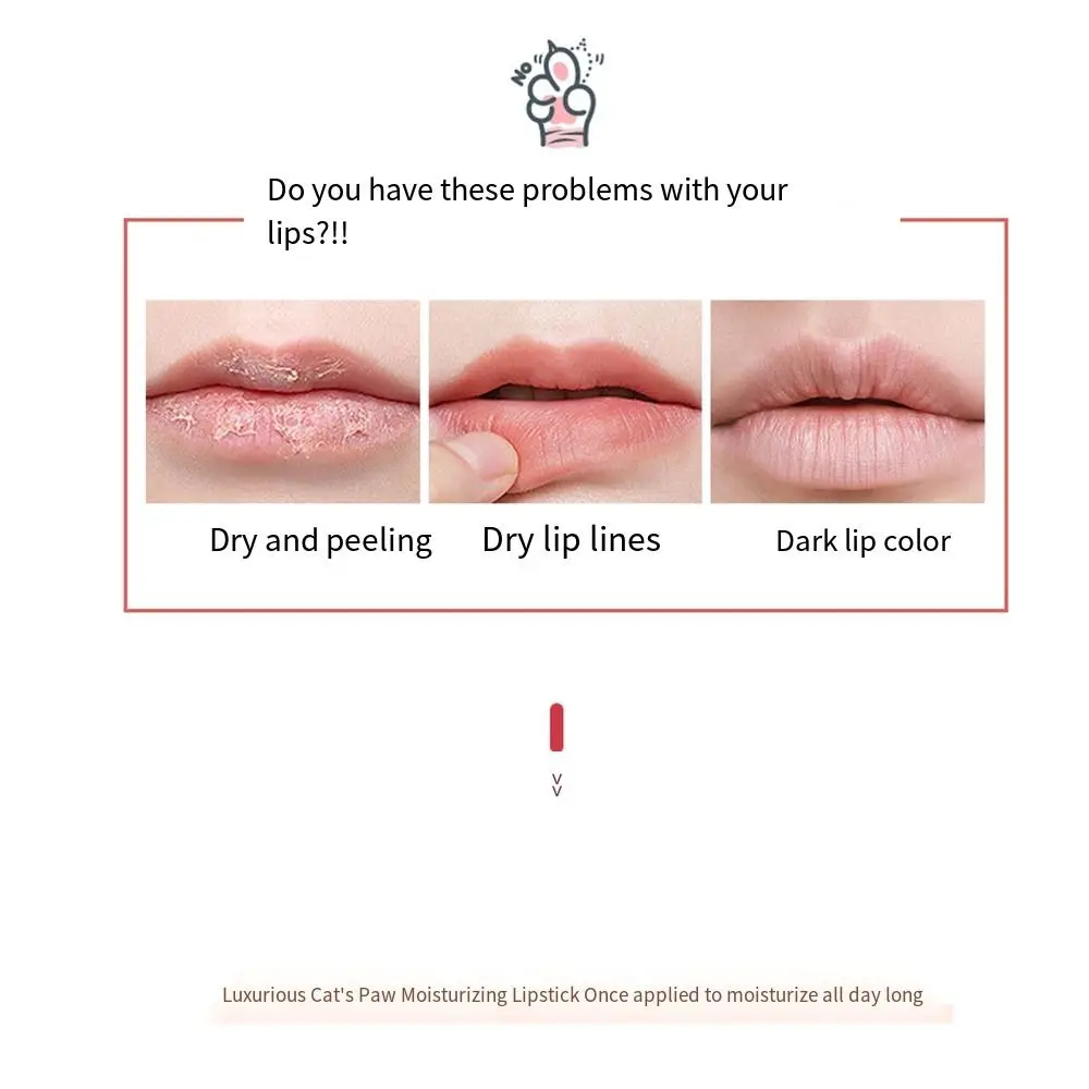 Idratante Zampa di gatto Balsamo per labbra che cambia colore Rossetto opaco a lunga durata con cambio di temperatura Anti Cracking Multicolor
