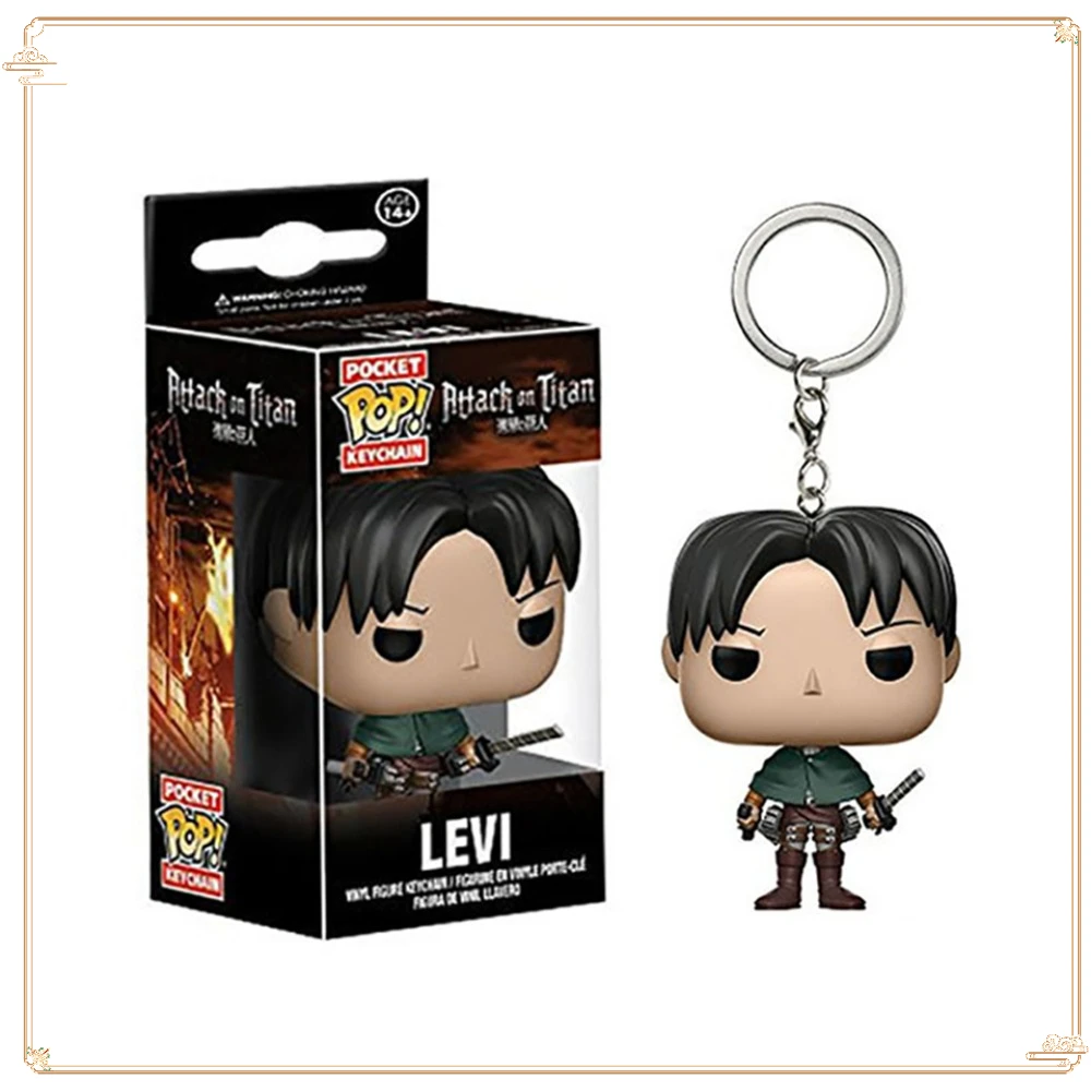 

FUNKO POP Classic Anime Attack on Titan Popular Doll Keychain Holiday Collection Levi Ackerman Doll Funny Toys Backpack Pendant