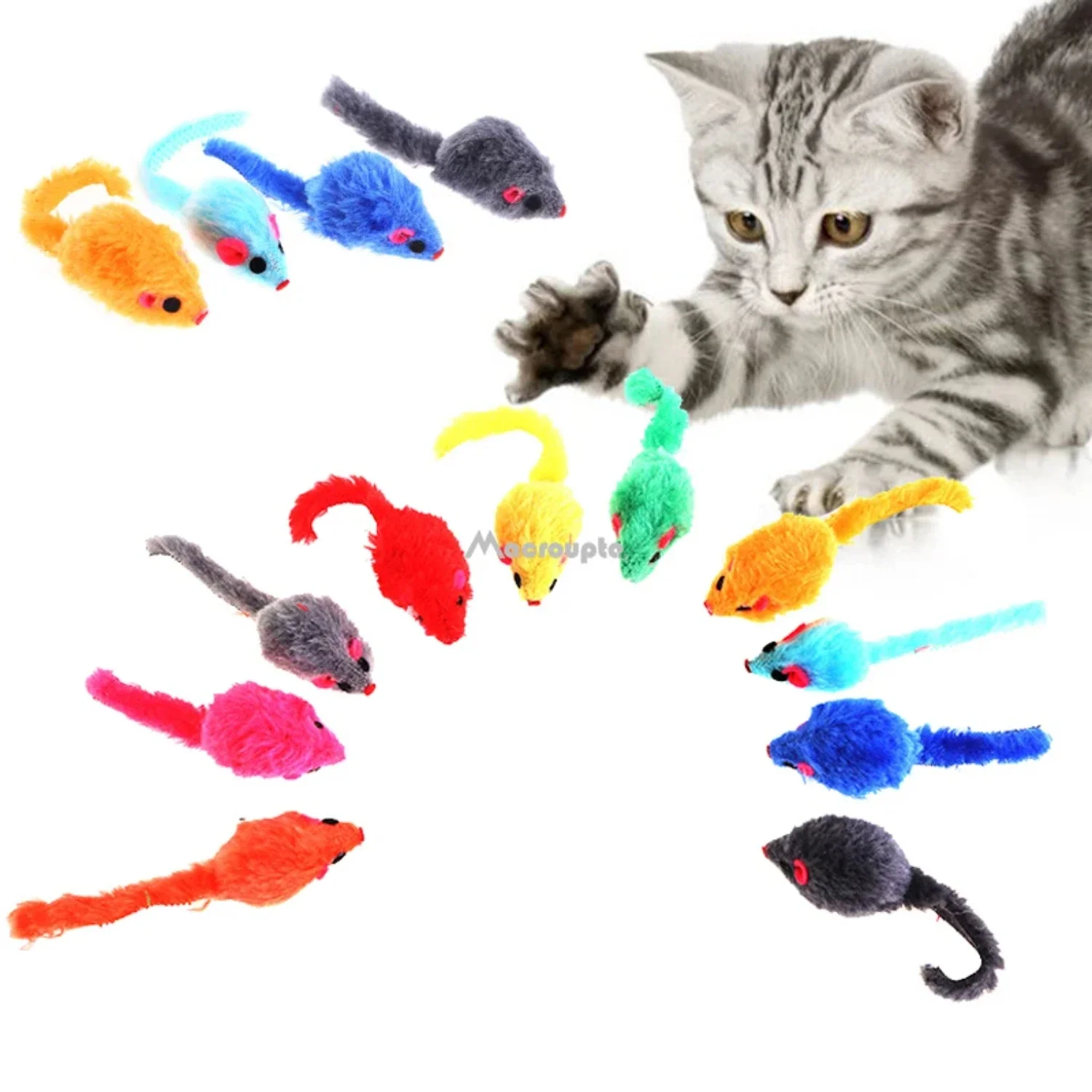 Fluffy and soft 5-Piece Collection of Irresistible Interactive Plush Mouse Toy Set for Cat Enthusiasts! Perfect for playful kitt