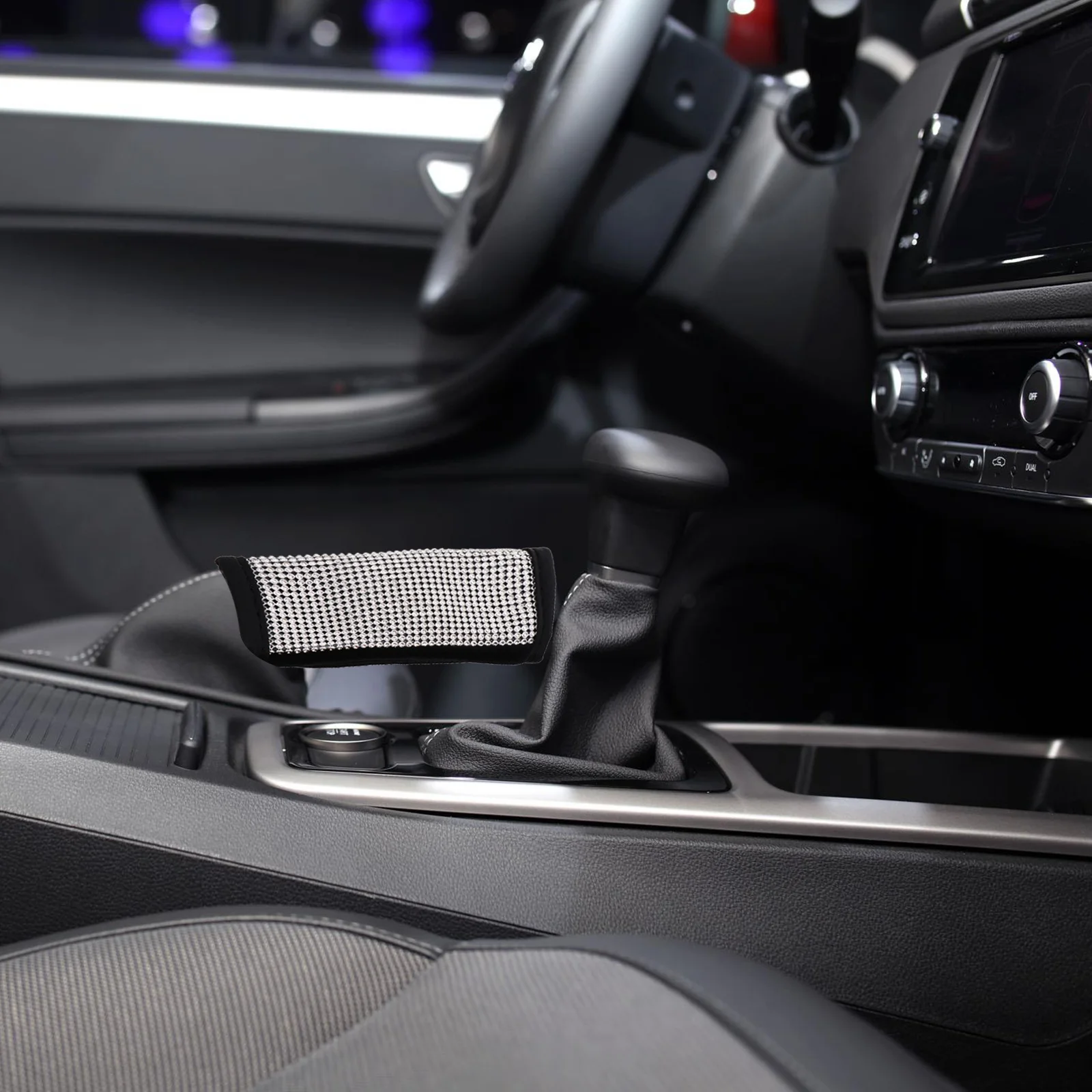 

Pu Universal Diamond Decor Car Gear Protector Anti Slip Removable Steering Rod Cover Auto Cover For