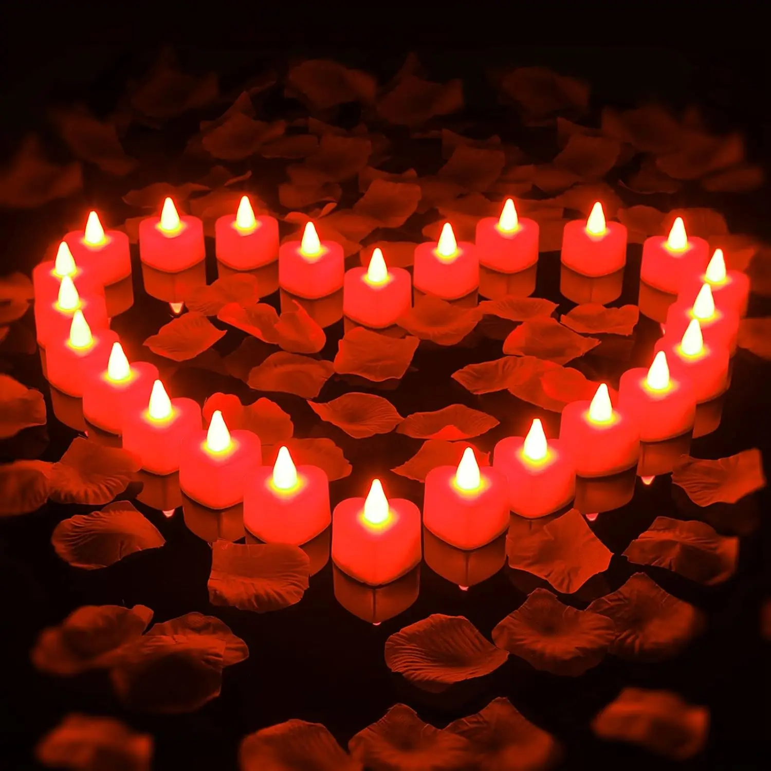 Heart Shaped LED Tea Lights Flameless Flickering Candle Lights and Decorations for Wedding Valentine's Day Marriage Proposal