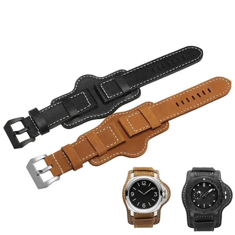 

Watch accessories For Panerai PAM380 111 351 frosted leather watch with large leather chain, 20mm 22mm 24mm 26mm