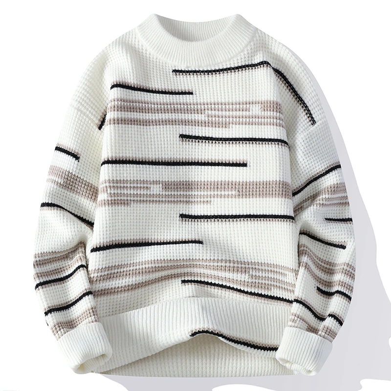 

2023 New Fall Winter Simple Striped Men Knitwear Male Casual Handsome Soft Warm Pullovers Men's Top Quality Fashion Wool Sweater