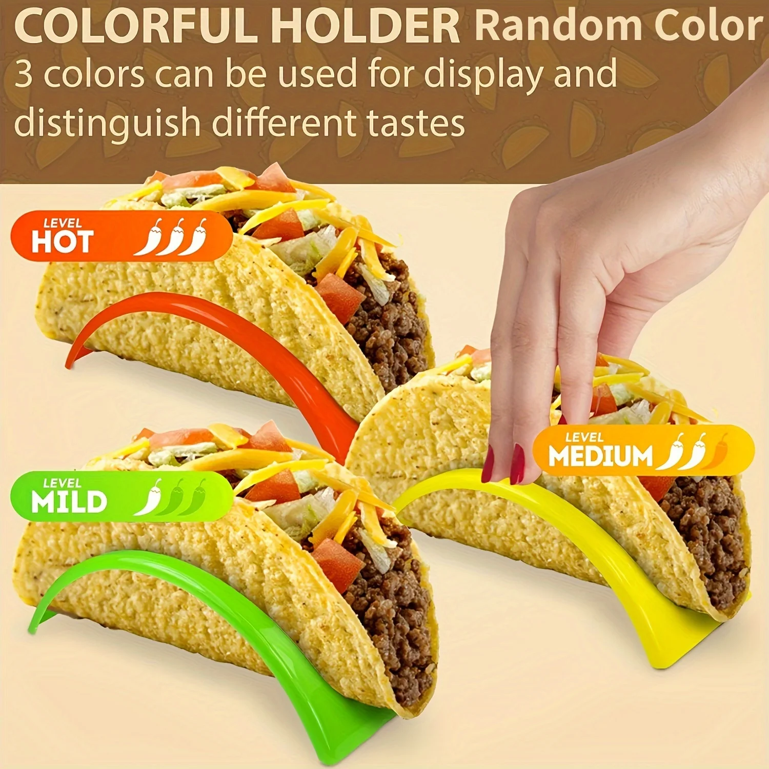 Juego de soporte para tacos colorido de color aleatorio, Material plástico PP duradero, soportes individuales para tacos de carcasa blanda o dura, 5 uds.