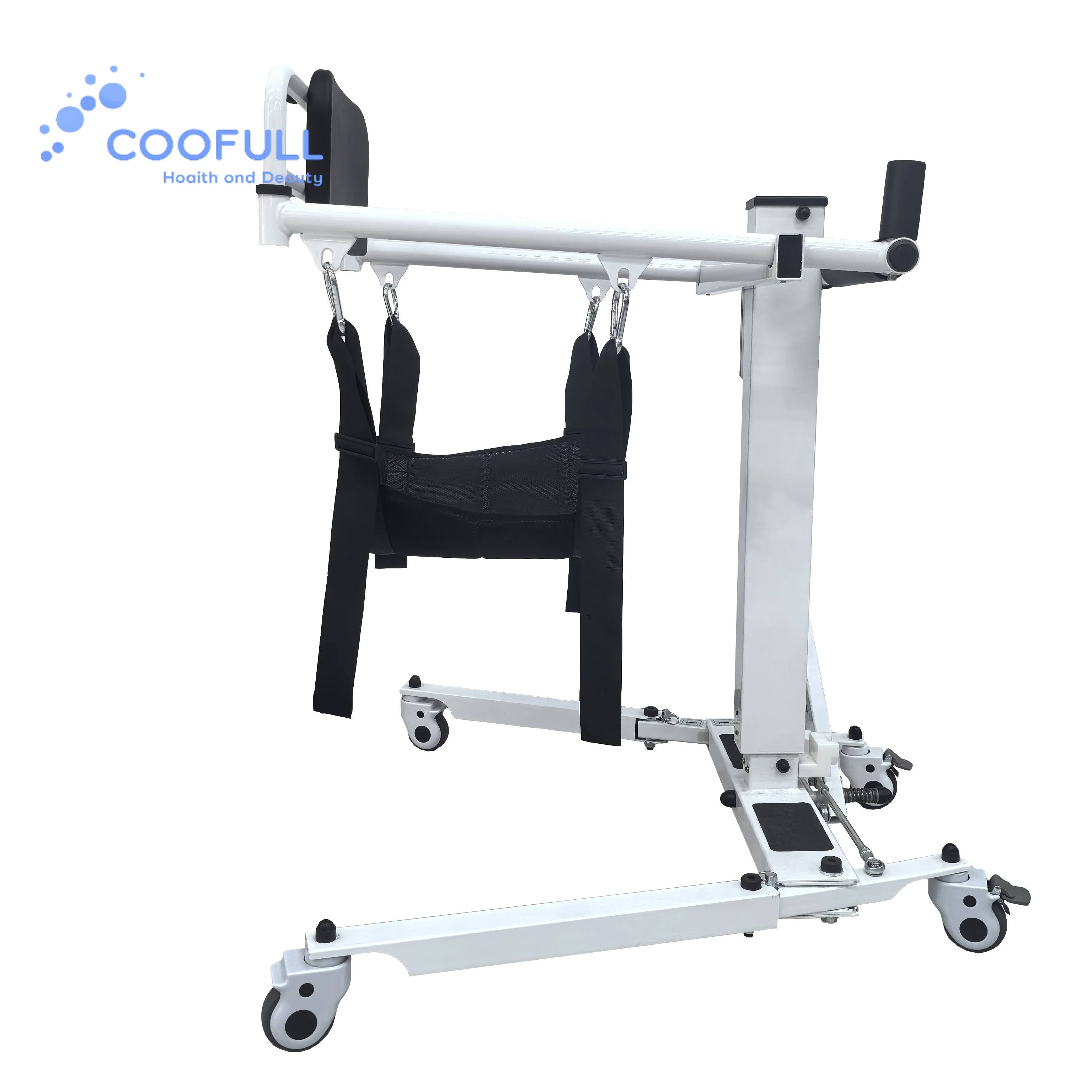 Coolfull Four Wheels Household Foldable Mobility Aid Electric Patient Lift With Removable Sling