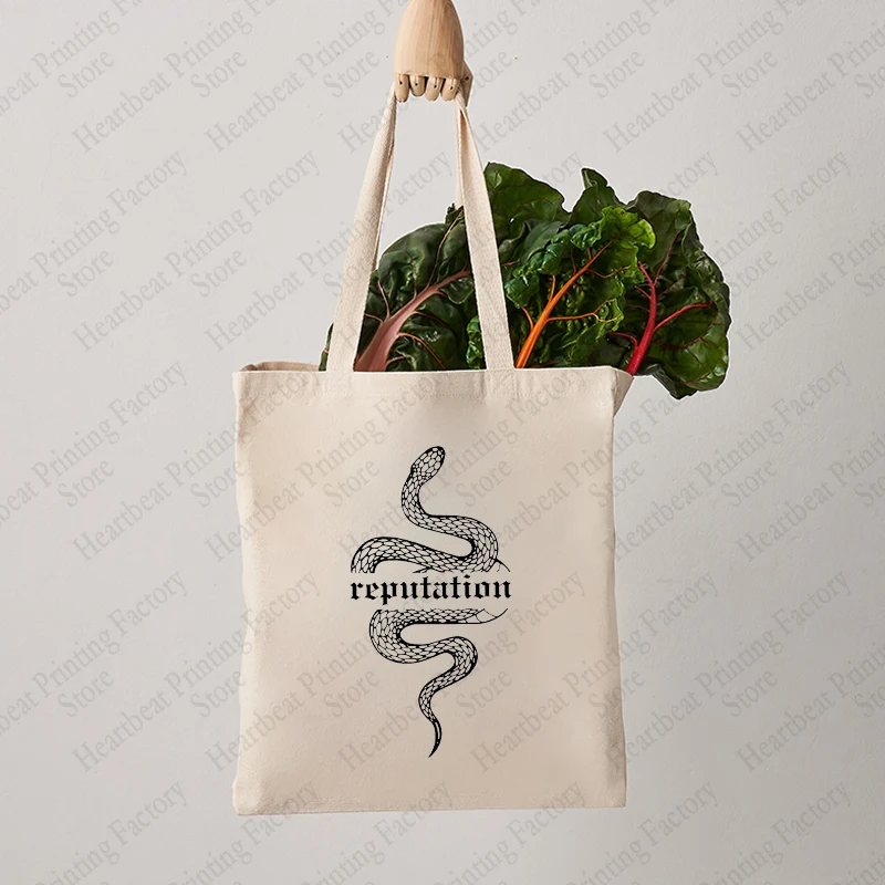 Reputation Album Snake Pattern Tote Bag Reusable swiftie Bag Shopping Bags Foldable Canvas Shopper Handbag Bag TS Fans Merch