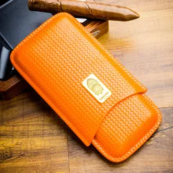 LUBINSKI-Portable Crocodile Embossed Cigar Case, Real Leather, Mini Cigar Humidor Case, Travel Holder, CE-034, 3 Tube
