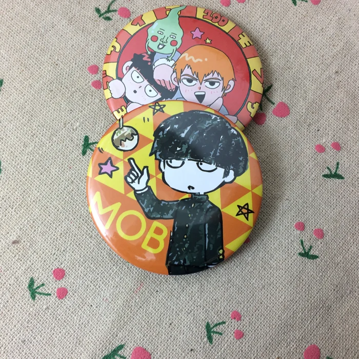 58mm Anime Mobu Saiko Hyaku Mob Psycho 100 Reigen Arataka Cosplay Emblem Brosche Abzeichen Anhänger Dekoration Geburtstag Weihnachts geschenk